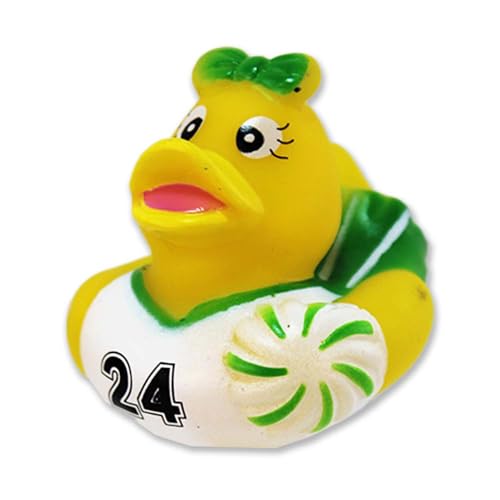 Badeente Cheerleader – Ca. 5 cm Groß, Cheerleader Kostüm, 24" auf dem Trikot (Grün) von BEMIRO