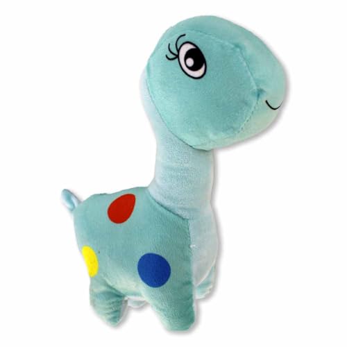 Dino Kuscheltier – Ca. 20 cm Groß, Niedliches Gesicht, Kuschelig Weich, Mit Bunten Punkten (Blau) von BEMIRO