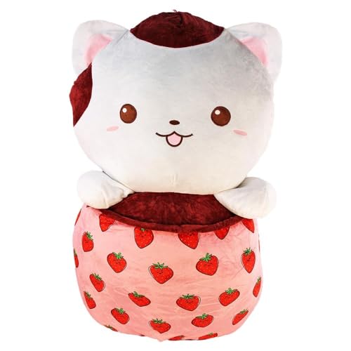 Katzen Kuscheltier im Bubble Tea rosa - ca. 60 cm von BEMIRO