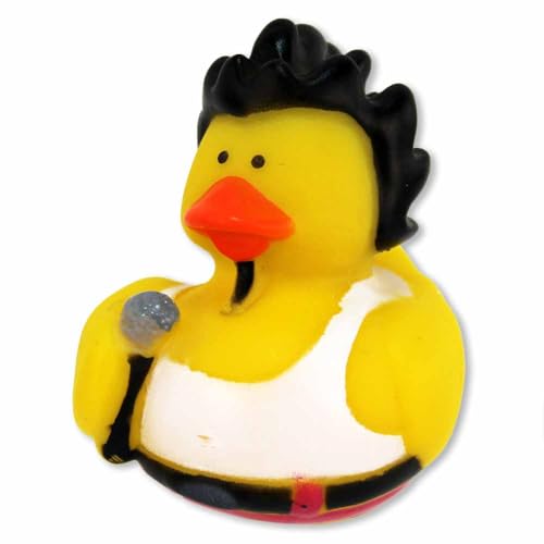 Rockstar Badeente – Ca. 5 cm Groß, 2 Motive Wählbar: Gitarre & Mikrofon, Niedliche Gestaltung, Aus Vinyl (Mikrofon) von BEMIRO