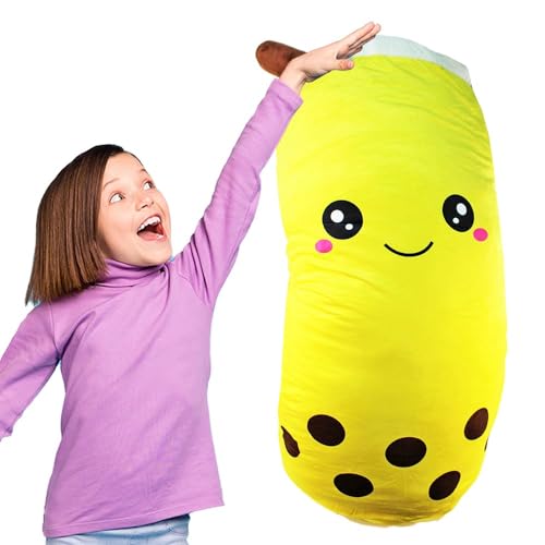 XXL Bubble Tea Kuscheltier 100 cm in gelb, flauschig weich, Plüschtier, Stofftier, riesen Bubble Tea von BEMIRO