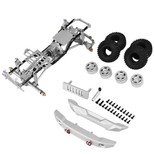 BEPHON Intelligentes Roboter-Chassis-Kit für Auto auf achsigen Raupen, RC SCX24 AXI00006 1/24 Rahmen-Set aus Aluminiumlegierung, Upgrade-Teile (Silber) von BEPHON