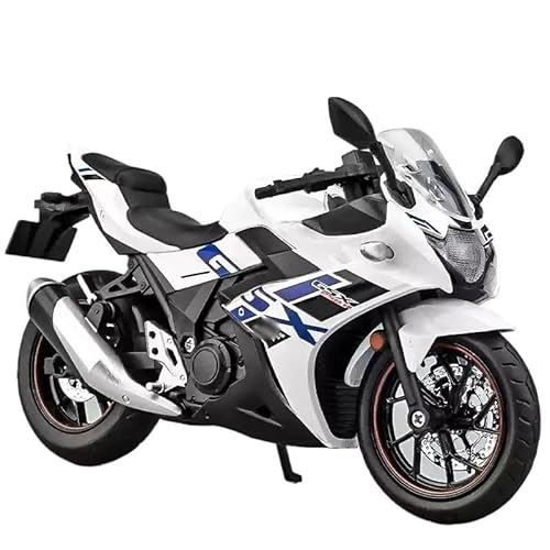 sport motorrad rennen modell Für Su&zu&ki GSX-250R 1/12 Spielzeug Motorrad Miniatur Modell 1:12 Off-Road Motorrad Racing Sound & Licht Diecast Kollektion Geschenk(WHITE) von BEPHON