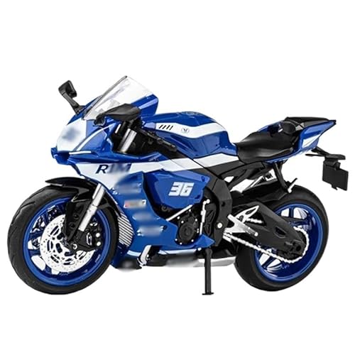 sport motorrad rennen modell Für YZF-R1M 1:12 Legierung Racing Motorrad Modell Diecast Straße Sport Motorrad Modell Simulation Sound und Licht Spielzeug Geschenk(Blue) von BEPHON