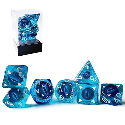 Bescon Drachenauge RPG Würfel Set 7 Stück Drachenauge Polyedrische Würfel Blaues Auge Set von BESCON DICE