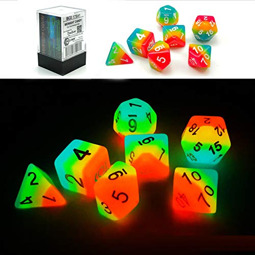 Bescon Fantasy Rainbow Glowing Polyhedral Dice 7pcs Set Midnight Candy, Luminous RPG Dice Set Glow in Dark, Novelty DND Game Dice d4 d6 d8 d10 d12 d20 d% in Brick Box Bescon Fantasy Rainbow Glowing Polyhedral Dice 7pcs Set Midnight Candy, Luminous RPG Dice Set Glow in Dark, Novelty DND Game Dice d4 d6 d8 d10 d12 d20 d% in Brick Box von BESCON DICE