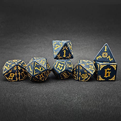 Bescon Giant Fire-Patterned DND Dice Set 1 Inch (25MM) Blue Rock, Oversized D&D Dice Set for Dungeons and Dragons Role Playing Games von BESCON DICE