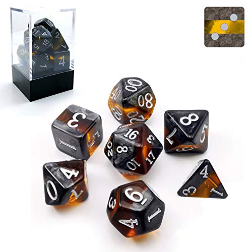 Bescon Mineral Rocks GEM Reben polyedrische D & D Würfel Set von 7, RPG Rollenspiel-Würfel, 7-teiliges Set von Bernstein von BESCON DICE