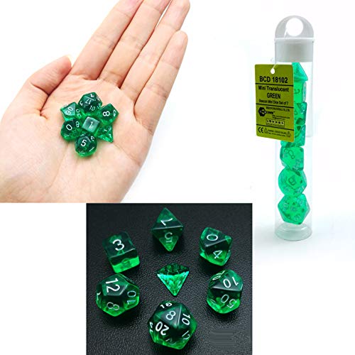 Bescon Mini Durchsichtig Polygonal Würfel Set 10mm- Small Transparente Mini Spielwürfel D&D Dice Set of 7, Kleine RPG - Rollenspiel Polyedrische Dice Set D4-D20 in Tube, Transparente Green Bescon Mini Durchsichtig Polygonal Würfel Set 10mm- Small Transparente Mini Spielwürfel D&D Dice Set of 7, Kleine RPG - Rollenspiel Polyedrische Dice Set D4-D20 in Tube, Transparente Green von BESCON DICE