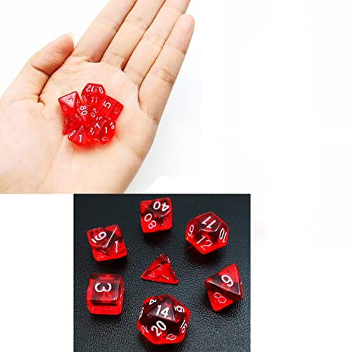 Bescon Mini Durchsichtig Polygonal Würfel Set 10mm- Small Transparente Mini Spielwürfel D&D Dice Set of 7, Kleine RPG - Rollenspiel Polyedrische Dice Set D4-D20 in Tube, Transparente Red von BESCON DICE