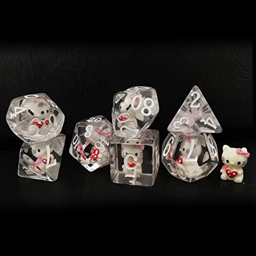 Bescon Oversized DND Hellokitty Dice Set,Giant 7pcs Cat Translucent Polyhedral D&D Dice Set, Big Sized Dungeons and Dragons Dice von BESCON DICE