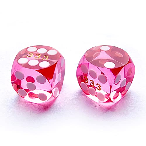 Bescon Professional Precision Dice Round Corner 9/16" (14.3mm) with Random Serial Number, Precision Cut Dice 14.3MM Gem Pink, 2pcs Set von BESCON DICE