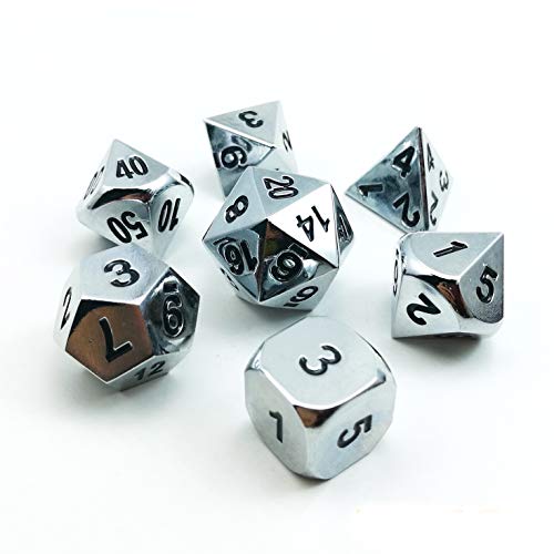 Bescon Super - Glänzendes Gloss Silber Solide Metall Polygonal Würfel Spielwürfel Würfeln für DND Dungeons und Dragons, Chrome Metallic RPG von BESCON DICE