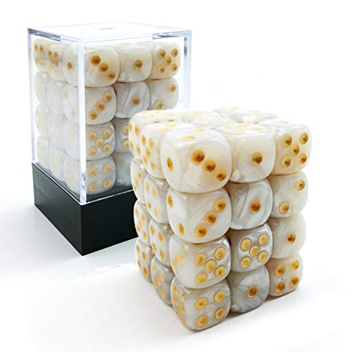 Bescon Würfel w6 12mm 36er Brick Box, 12mm Six Sided Die (36) Block of Dice, Marmor Pearl White von BESCON DICE