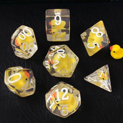 Bescon YellowDuck RPG-Würfel-Set, übergroß, 7 Stück, Jumbo-Würfel, gelbe Ente, polyedrisches DND-Spielwürfel-Set von BESCON DICE