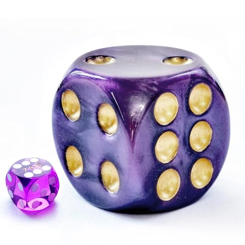 Jumbo-DND-Würfel aus massivem Acryl, 40 mm, 6-seitig mit Pips, große D6-Würfel, Perlviolett, große Spielwürfel, Partywürfel von BESCON DICE