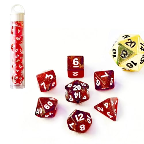 Moonstone Mini-DND-Würfel-Set für MTG-RPG-Rollenspiele, 10 mm, Dungeons and Dragons, Mondsteinrot von BESCON DICE