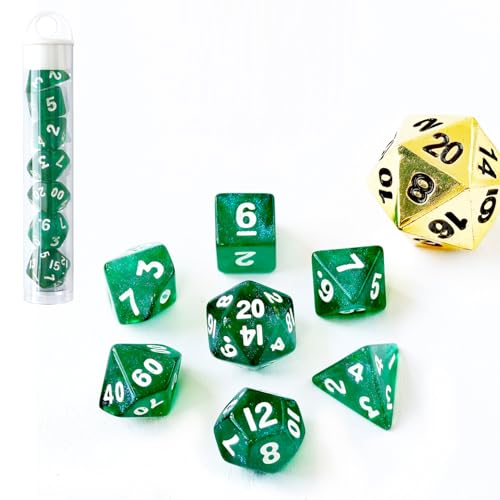 Moonstone Mini-DND-Würfel-Set für MTG-Rollenspiel, Dungeons and Dragons, 10 mm, Mondstein, Jadegrün von BESCON DICE