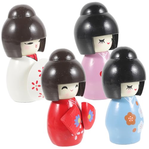 BESPORTBLE 1 Satz Japanische Puppenornamente Kimono Mädchenpuppen Figurine Puppenschmuck Im Japanischen Stil Kimono Puppe Im Japanischen Stil Japanische Dekorationen Desktop 4 Stück von BESPORTBLE