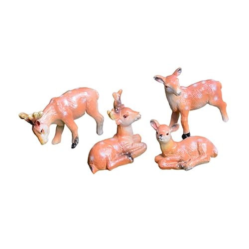 BESPORTBLE 1 Satz Mikro-landschaftsschmuck REH Mini-tierfiguren Mini-Enten Wolfsspielzeug Miniaturtiere Mini- Tortendeko Einschulung Hirsch Desktop-Dekoration Heimdekoration Brown 4 Stück von BESPORTBLE