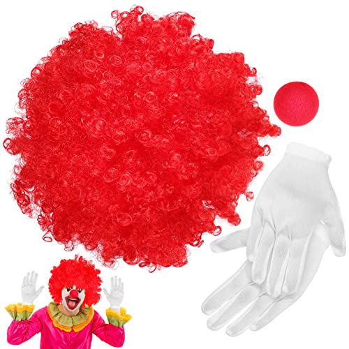 BESPORTBLE 1 Set Clown-Kostüm-Requisiten Clown-Perücke Mit Weißen Clown-Handschuhen Nase Performance-Kostüm-Zubehör Für Karneval Show-Party von BESPORTBLE