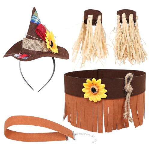 BESPORTBLE 1 Set Vogelscheuchenkostüm: Vogelscheuchenkopfbedeckung aus Filz und Strohmanschetten-Set für Halloween – Karnevalsarmbänder und Halskette für Halloween-Cosplay BESPORTBLE 1 Set Vogelscheuchenkostüm: Vogelscheuchenkopfbedeckung aus Filz und Strohmanschetten-Set für Halloween – Karnevalsarmbänder und Halskette für Halloween-Cosplay von BESPORTBLE