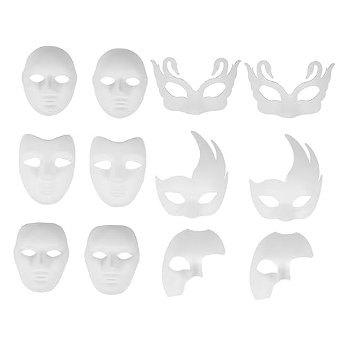 BESPORTBLE 12 Stück Teiliges DIY Papierkostüm Masken zum Bemalen Umweltfreundliche Weiße Halbgesichtsmasken Realistische Formen für Karneval Halloween Kostümparty und Kreative Handmalerei BESPORTBLE 12 Stück Teiliges DIY Papierkostüm Masken zum Bemalen Umweltfreundliche Weiße Halbgesichtsmasken Realistische Formen für Karneval Halloween Kostümparty und Kreative Handmalerei von BESPORTBLE