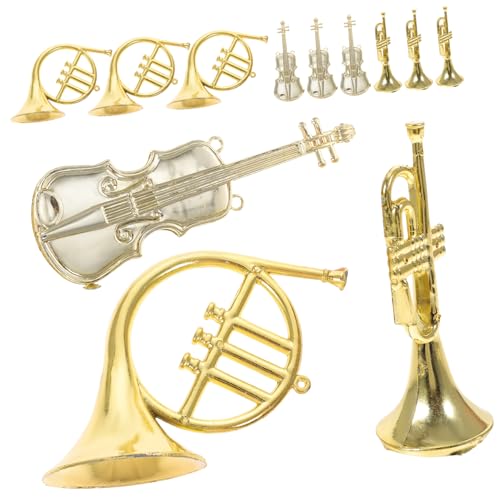 BESPORTBLE 12 Stücke Musikinstrumente Weihnachtsbaum Anhänger - Mini Violine - Trompete Und Saxophon Hochwertige Kunststoff Dekorationen in Gold Und Silber Für Festliche DIY Weihnachten Deko von BESPORTBLE