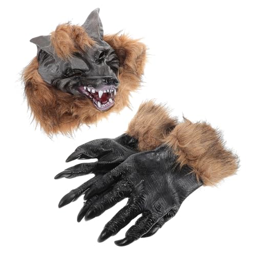 BESPORTBLE 1Satz Wolfskopfmaske und Krallenhandschuhe für Halloween Realistisches Werwolf Cosplay Kostüm für Kostümpartys und Festivals BESPORTBLE 1Satz Wolfskopfmaske und Krallenhandschuhe für Halloween Realistisches Werwolf Cosplay Kostüm für Kostümpartys und Festivals von BESPORTBLE