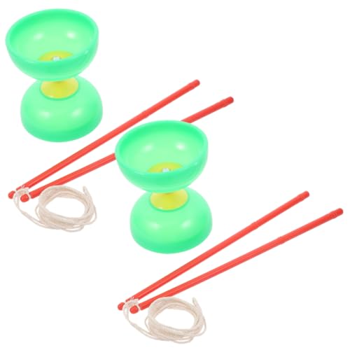 BESPORTBLE 2 Sätze Dreilager-diabolo Klassisches Diabolo-Spielzeug Dreifach Gelagertes Diabolo-Spielzeug Chinesisches Diabolo-Spielzeug Chinesischer -Stick Diabolo 3 Lager Light Green TPU von BESPORTBLE