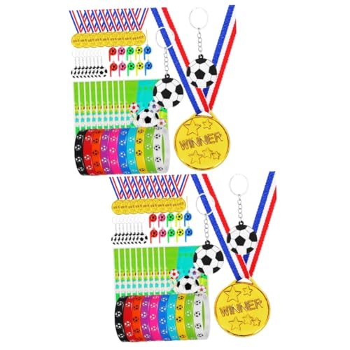 BESPORTBLE 2 Sets Fußball Partygeschenke Sport Partygeschenke Fußball Motto Partydekorationen Fußball Aufkleber Sportmedaille Fußball Zubehör Fußball Partytütenfüller Fußballspiel von BESPORTBLE