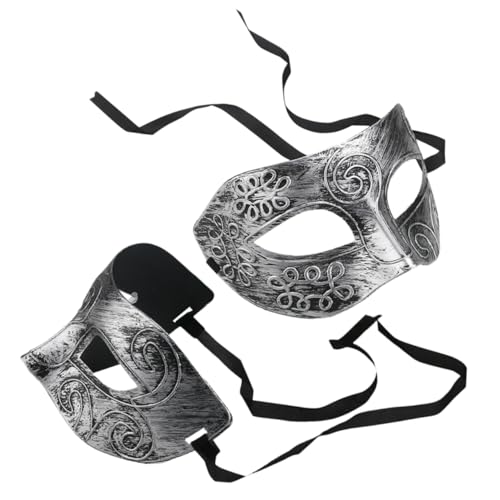 BESPORTBLE 2 Stück Für Damen Für Herren Damenmasken Für Erwachsene Maskerade Karnevalsmaske Halloween Cosplay Performance Prop Maske Party Halloween Maske Silber Kunststoff von BESPORTBLE