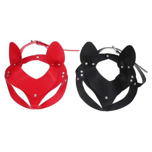 BESPORTBLE 2 Stück Teiliges Pu- Katzenohren Maske Punk Stil Leichte Langlebige Tierkostüm Gesichtsmaske für Erwachsene für Halloween Karneval Cosplay und Maskenbälle Schwarz und Rot BESPORTBLE 2 Stück Teiliges Pu- Katzenohren Maske Punk Stil Leichte Langlebige Tierkostüm Gesichtsmaske für Erwachsene für Halloween Karneval Cosplay und Maskenbälle Schwarz und Rot von BESPORTBLE