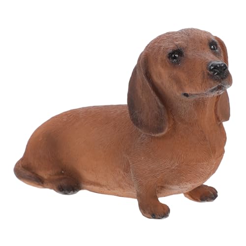 BESPORTBLE 2St realistische Hundefigur Animal Figures wohnzimmerdeko Dog Accessories Dekofigur Hundespielzeug Dackel Welpe Simulation realistischer Hundefiguren Tierfigur Harz Light Brown von BESPORTBLE