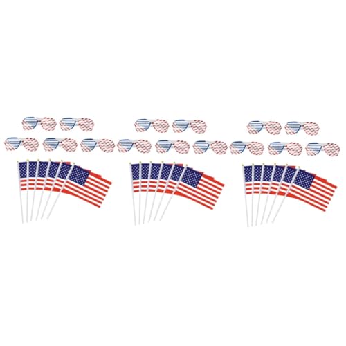 BESPORTBLE USA-Flaggen 3 Sätze Flag-Brille Schreibtisch-Dekor Americana-Dekor amerikanische Flagge Gläser Flaggen Partydekorationen themenbezogene partybrillen Miniatur Banner Requisiten von BESPORTBLE