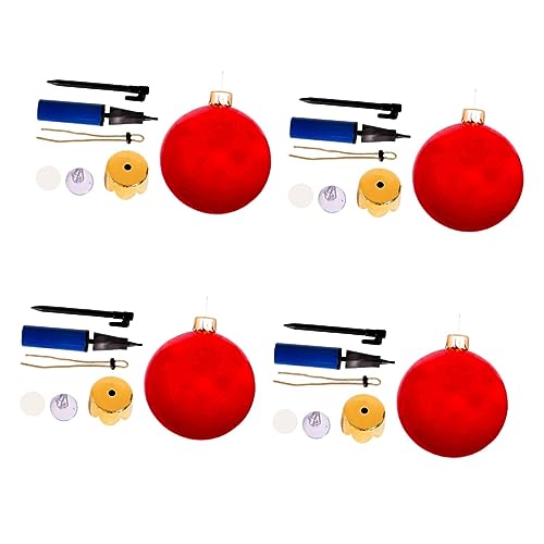 BESPORTBLE 4 Stück Weihnachtsballons Weihnachtskugel Dekoration Aufblasbare Bälle in Übergröße Weihnachtsverzierung Im Freien Große Kugeldekoration Große Aufblasbare Dekoration Rot Pvc von BESPORTBLE