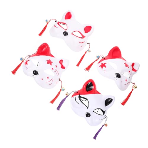 BESPORTBLE 4Stücke Fuchsform Halbgesichtsmaske Cosplay Für Partys Karneval Und Halloween Japanische Katzenmaske Für Kostümparty Zufällige Designs von BESPORTBLE