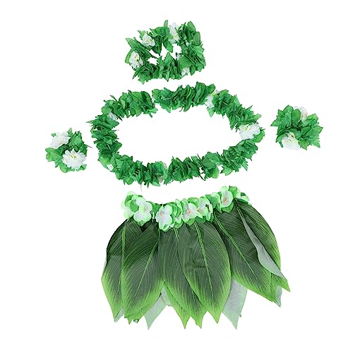 BESPORTBLE 5Stücke Teiliges Luau Kostüm Set Grünem Gras Mit Halskette Armbändern Stirnband Für Strandpartys Tropische Veranstaltungen Erwachsene Unisex Hawaii Party Deko von BESPORTBLE