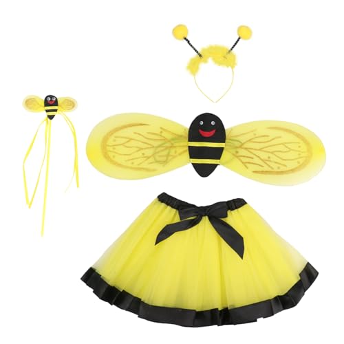 BESPORTBLE Bienenkostüm Für Teiliges Mit Netzrock Bienenflügeln Und Accessoires Für Festlichkeiten Partys Und Cosplay Gelb von BESPORTBLE