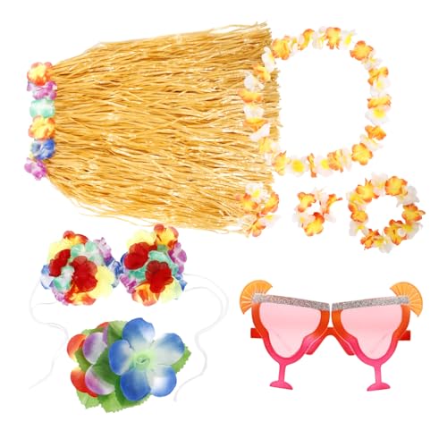 BESPORTBLE Blumenkranz Haarclip Und Strohhüften Für Sommerfeiern Teiliges Zubehör Für Mädchen Hawaii Partydekorationen Strohhüften von BESPORTBLE