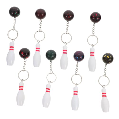 BESPORTBLE Bowling Pin Schlüsselanhänger: 8 Stück Schlüsselanhänger 4 Zoll Bowling Schlüsselanhänger Schlüsselanhänger Bowling Party Favors für Party Favors Geschenke (Rot Grün Lila von BESPORTBLE