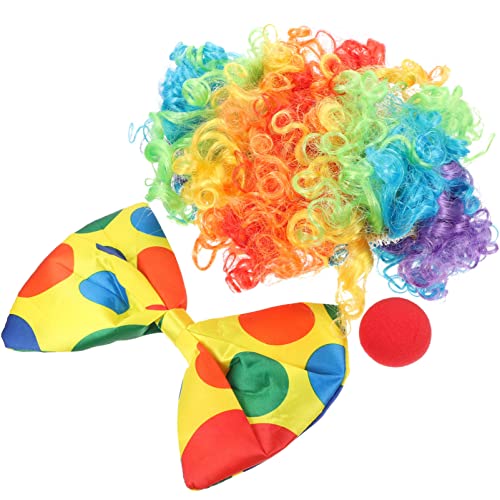 BESPORTBLE Clown Nase Clown Fliege Kit: Clown Kostüm Set Regenbogen Clown Kostüm Party Clown Kostüm Set Clown Perücke Karneval Party Requisiten von BESPORTBLE