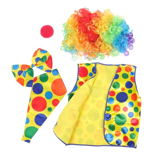 BESPORTBLE Clownkostüm Für Erwachsene Teiliges Cosplay Outfit Mit Perücke Nase Fliege Und Weste Für Karneval Und Halloween Partys von BESPORTBLE