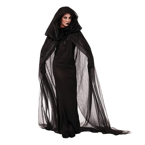 BESPORTBLE Damen Halloween Hexenkostüm Kleid Mit Netz Einsätzen Für Cosplay Xxl Elegantes Hexenkleid Für Karneval Mottoparty Und Halloween Feierlichkeiten von BESPORTBLE