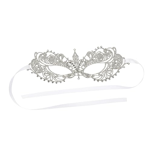 BESPORTBLE Dekorative Spitzenmaske Für Damen Elegante Gesichtsmaske Für Halloween Karneval Und Maskenball Silberne Lace Maske Mit Band Perfektes Kostümzubehör Für Partys Und Cosplay von BESPORTBLE