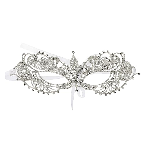 BESPORTBLE Elegante Spitzenmaske Für Damen Dekorative Gesichtsmaske Für Halloween Karneval Und Maskenball Hochwertiges Design Mit Silbernem Band Für Partys Und Festliche Anlässe von BESPORTBLE