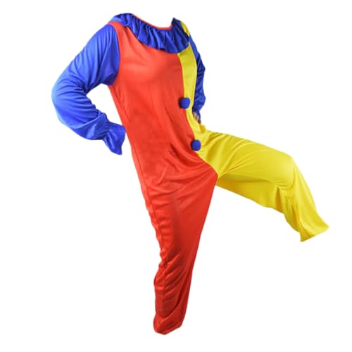 BESPORTBLE Erwachsenen Halloween Cosplay Kostüm Rotes Und Gelbes Clown Outfit Mit Passender Kostümtasche Für Karneval Und Fasching Für Grusel Events Und Partys von BESPORTBLE