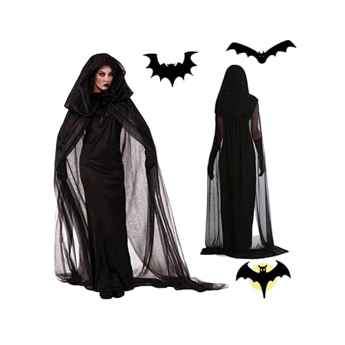 BESPORTBLE Frauen Halloween Hexenkostüm Dunkles Geisterkleid Für Cosplay Schwarzes Netzkleid Xxl Ideales Kostüm Für Halloween Partys Und Veranstaltungen von BESPORTBLE