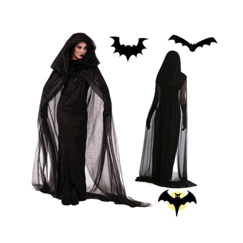 BESPORTBLE Frauen Halloween Hexenkostüm Netz Langkleid Für Cosplay Xxl Elegantes Hexenkleid Für Erwachsene Für Halloween Und Kostümpartys von BESPORTBLE