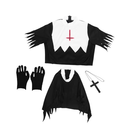 BESPORTBLE Gruseliges Halloween Kostüm Für Damen Zombie Nonne Outfit Mit Kopftuch Und Handschuhen Xl Für Halloween Partys Und Cosplay Veranstaltungen von BESPORTBLE